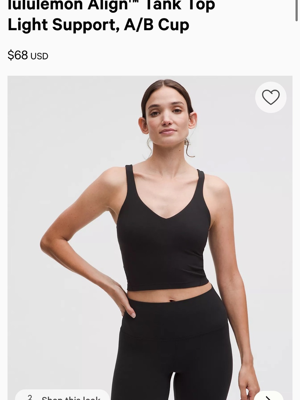 lululemon athletica align tank top size 6 black